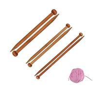 Bamboo Knitting Needles Set,6 Pcs Wooden Straight Knitting Needles,Different Sizes Single Pointed Long Wooden Needles for Children's Hands,Bamboo Knitting Pins for Blanket Scarf,Beginner,6/8/10mm*25cm