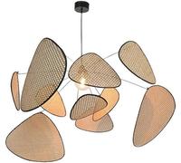 Bamboo Lantern Pendant Lamp Retro Japanese Style Farmhouse Chaner Handmade Woven Rattan Hanging Light for Living Room Bedroom Restaurant Cafe,