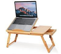 Bamboo Laptop Bed Table, Foldable Bed Table Bed Reading Tray With Vents, Computer Stand Portable Bed Adjustable Bamboo Computer Table with Drawer for Reading Eating Work in Bed Sofa 50 * 30 * 20cm