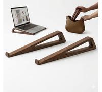 Bamboo Laptop Stand for Desk, Portable Wooden Laptop Riser, Ultra-Thin Foldable Cooling Desk Stand Laptop Holder for Travel & Home Office