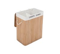 SONGMICS Laundry Basket, 100L, Laundry Hamper with Lid, Bamboo, Foldable, Laundry Bin with 2 Compartments for Light and Dark Clothes, Machine Washable Liner Bag, Natural LCB64Y