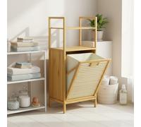 Bamboo Laundry Basket 43L with Storage Shelves Natural Sustainable Hamper