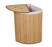 Bamboo Laundry Basket 57L Foldable in Natural Colour with Rectangular Lid and Removable Cloth Bag