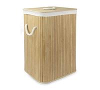 Bamboo Laundry Basket 72L, Laundry Hamper with Lid, Foldable Laundry Bin with 2 Compartments for Light and Dark Clothes, Machine Washable Liner Bag