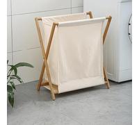 Bamboo Laundry Basket, Foldable Clothes Hamper with Removable Inner Bag, Portable Storage Box for Bathroom and Bedroom