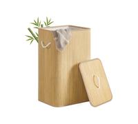 Bamboo laundry basket with lid and washable liner