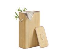 Bamboo laundry basket with lid and washable liner, Natural / 60 L