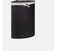 Bamboo Laundry Basket With Lids & Liner Foldable Washing Clothes Bin Hamper UK (Corner Charcoal)
