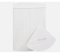 Bamboo Laundry Basket With Lids & Liner Foldable Washing Clothes Bin Hamper UK (Corner White)