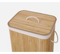 Bamboo Laundry Basket With Lids & Liner Foldable Washing Clothes Bin Hamper UK (Square Natural)