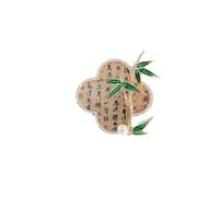 Bamboo Leaf Ink Painting Calligraphy Brooch, Brooch Buckle Accessory, Corsage, Gold + Green