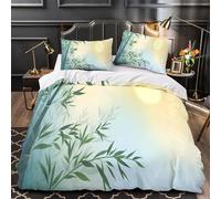 Bamboo Leaves Comforter Cover 3D Print Hypoallergenic 3PCs Bed Linen Hidden Zipper Nature Serene Duvet Cover Extra Soft Machine Washable for Teens Youth Adults Women Kids Boys Single（135x200cm）