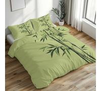 Bamboo Leaves Duvet Cover Emperor, Bamboo Forest Bedding Set 3 Piece Soft Microfiber Quilt Cover Reversible Duvet Sets with 2 Pillows Zipper Closure L-76