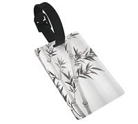 Bamboo Leaves Meaning Wisdom Growth Renewal 2 Pcs Luggage Tags, Privacy Cover ID Label Loop and Address Card for Travel Bag Suitcase