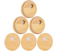 Bamboo Lids For Glass Cups, Replacement Bamboo Canning Lids for Regular Mouth 16OZ/20OZ/24OZ Glass Cups (6 PCS) Suitable for cups with inner diameter of 58 mm (6pcs)