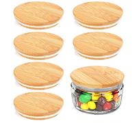 Bamboo Lids for Gü Pots, ANOTION Bamboo Lid Compatible with Gu Puds Cheesecake Jars, Reusable Airtight Glass Storage Can Lids for Gu Pot, 6 Packs