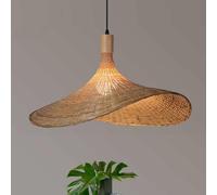 Bamboo Light Dining Room Light Japanese Country Pendant Lights Beige Bohemian Antique Lantern Weave Hat Shape Applicable for Kitchen Island Teahouse Living Room Bedroom Sushi Restaurant