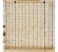 Bamboo Light-Filtering Cordless，Bamboos Reed Roll-Up Blinds for Windows (Manual Roman Blinds) ，Easy to Install，Privacy Screen,UV Resistant，for Windows, Porch or Patio(Natural black,36x72in(WxH))