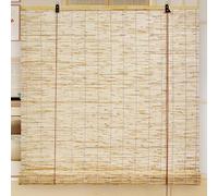 Bamboo Light-Filtering Cordless，Bamboos Reed Roll-Up Blinds for Windows (Manual Roman Blinds) ，Easy to Install，Privacy Screen,UV Resistant，for Windows, Porch or Patio(Natural white,38x48in(WxH))