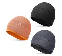 Bamboo Lightweight Skull Cap Beanie Hat for Men Women, Soft and Comfy Sleep Cap Watch Hat, Black/Graphite/Orange, One size