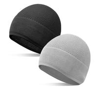 Bamboo Lightweight Skull Cap Beanie Hat for Men Women, Soft and Comfy Sleep Cap Watch Hat, Black/Grey, One size