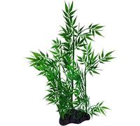 Bamboo Look Plastic Aquarium Plant, Green Bamboo with Base for Fish Tanks 15 Inch (37cm) Tall, Vivariums, Foliage Plant, Silk and Plastic Fish Safe, Fish Tank Decoration Ornament