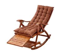 Bamboo Lounge Chair Rocking Chair,Foldable Wooden Rocking Chairs Sun Lounger Chairs,Patio Rocking Chairs for Heavy Duty Adults Elderly,with Armrest Foot Massage Pillow (Color : With pad)