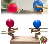 Bamboo Man Battle: Wooden Bots Battle Game for 2 Players, Handmade Wooden Fencing Puppets, Fast-Paced Balloon Fight, Whack a Balloon Party Game (30cm x 3mm)