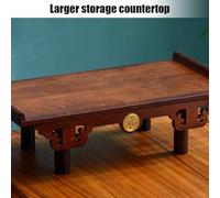 Bamboo Meditation Altar Table - Wealth Guangong Display Pedestal for Buddha Offerings Incense Tribute & Prayer Stand Walnut Finish 54x28cm Shrine