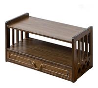 Bamboo Meditation Altar Table with 3 Tiers & Drawer Low Storage Table for Buddha Statues Rituals Floor Sitting 52cm/20.5in Brown - Zen Home Decor