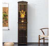 Bamboo Meditation Altar Table with Storage, Buddha Niche Chinese Cabinet for Home or Temple Display, 40x36x186cm