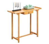 Bamboo Meditation Table, Personal Altar Console, Buddha with Storage, Chinese Style Display Stand for Vases, Plants & Books, 39.3in Wooden Console Table