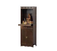 Bamboo Meditation Table Pooja Cabinet with Door, Prayer Bench for Buddhist Practices, Ideal for Home Decor and Spiritual Spaces, 23.6 x 67.7 x 14.56 in