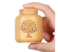 Bamboo Mini Urn for Ashes - Small Cremation Urn for Human or Pet Ashes - Tree of Life Pattern - Holds Up to 7.5 Cubic Inches
