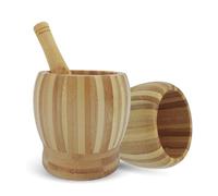 Bamboo Mortar and Pestle Set, Spice & Herb Crusher Grinder for Garlic, Pepper, Seeds, Nuts, and Chili, Perfect Kitchen Utensil and Housewarming Gift, Small