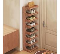 Bamboo Narrow Shoe Rack - 8-Tier Vertical Entryway Free-Standing Multifunctional Shoe Holder for Corner & Doorway Storage Display Shelf