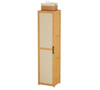 Bamboo Narrow Shoe Rack Tall Slim Free-Standing Cabinet with Door Space-Saving Corner Storage for Small Spaces (30x33x160cm) - Ideal for Entryways and Hallways