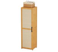 Bamboo Narrow Shoe Rack - Tall Slim Free Standing Storage Cabinet with Door Space-Saving Corner Design for Small Spaces - 30x33x129cm Veal Shoe