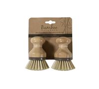 Bamboo Naturals Kitchen, Plastic Bamboo, Brown Mini Scrub Brush, 2 Count