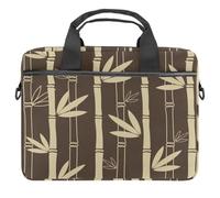 Bamboo Nature Leaf Laptop Case Bag Sleeve Portable Crossbody Messenger Briefcase w/Strap Handle, 13 14 inch