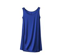 Bamboo Nightgown for Women UK Sale Clearance Sleeveless Sleepwear Lightweight O Neck Sleep Shirt Plus Size Sleep Dress Ladies Stretch Gathered Round Neck Uneven Hem Long Vest T-Shirt Tops Dresses