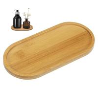 Bamboo Oval Soap Tray and Dispenser Comestic Holder,Bamboo Multi-Functional Countertop Organizer,Dispenser Tray Kitchen Holder,for Dresser Jewelry Ring Dish,Comestic Holders Bathtub Organizer