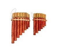 Bamboo Pan Flute - Red with 6 Pipes of Different Notes - Handmade Musical Instrument - 13 x 9 cm
