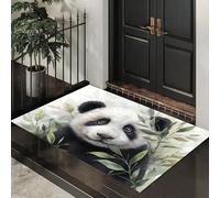 Bamboo Panda Door Mats Indoor Absorbent,Non-Slip Realistic Illustration Indoor Door Mat For Back Front Door,Low Profile Dirt Trapping Doormat Entrance Rugs With Rubber Backed,40X60Cm,Black White
