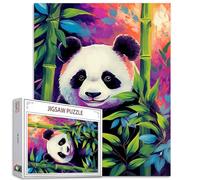 Bamboo Panda Jigsaw Puzzles for Adults 1000 Pieces,Black and White Panda Puzzles,Home Decor Birthday Party Gift Toy for Men Women,Colorful Bear Puzzle Art for Family Fun Puzzle Games
