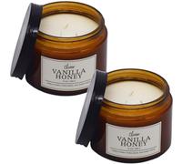 Bamboo Panda True Living 3-Wick Amber Jar Candle (Pack of 2) 2x369g - Vanilla Honey (Tupelo Honey, Tonka Bean & Wood)