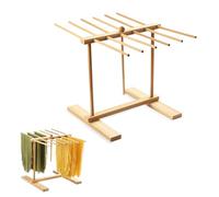 Bamboo Pasta Drying Rack, Natural Bamboo Pasta Hanger Stand 12 Bars Noodle Drying Tree Collapsible Wooden Noodle Stand for Homemade Fresh Spaghetti