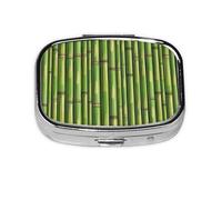 Bamboo Pattern Pill Case Pill Box Travel Pill Organizer Small Square Medicine Box for Purse & Pocket Gifts