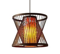 Bamboo Pendant Light 1 Light Mid-Century Lampshade, Rattan Wicker Lamp Adjustable Natural Woven Bamboo Chandeliers with Adjustable Cord Room Bar Cafe Club Hanging Lamp, 40cm