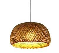 Bamboo Pendant Light Basket Weave Hanging Light, 1 Lights Elegant Rattan Chandelier Hand-Woven Lampshade American Country Farmhouse Dining Room Kitchen Living Room Bedroom Lamp,